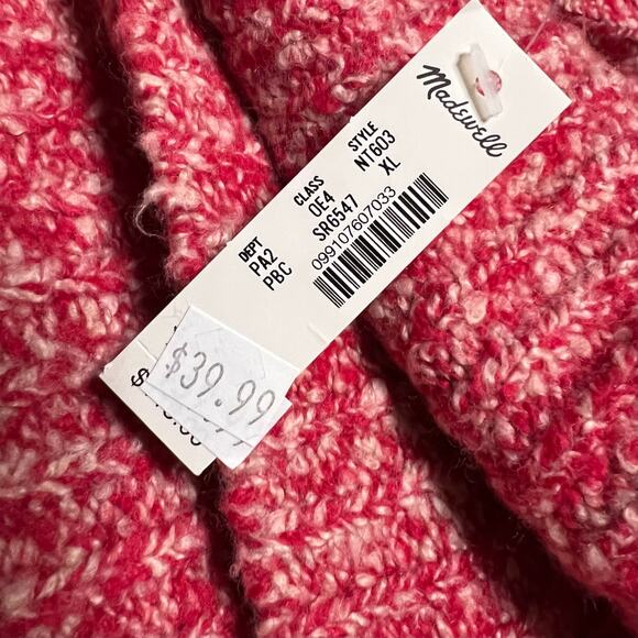 Madewell Sweater Womens XL Wool Blend Off Shoulder Marled Knit  Pink Red - Picture 2 of 8